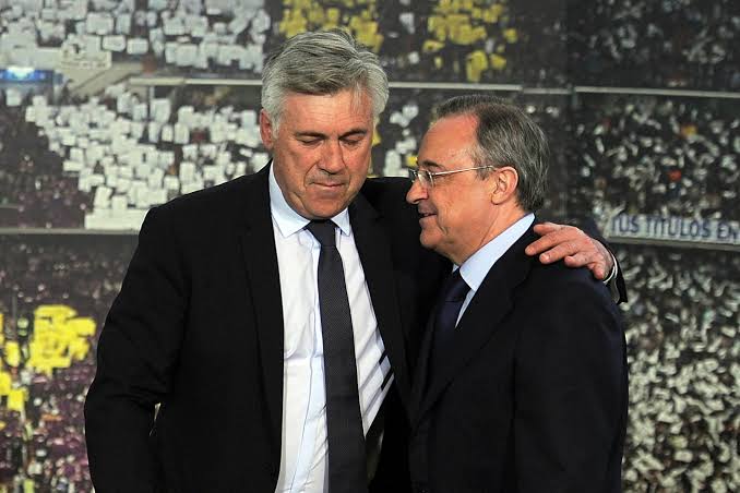 صورة خلاف قوي بين بيريز وانشيلوتي قبل مباراة ريال مدريد وليفربول 