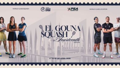 صورة الجونة تطلق النسخة الرابعة عشرة من بطولة الجونة الدولية للإسكواش في أبريل بمشاركة 64 لاعبًا من 24 دولة