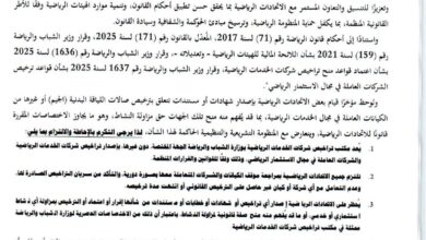صورة وزارة الرياضة تمنع الاتحادات من مشاركة الأندية والشركات دون تراخيص سليمة